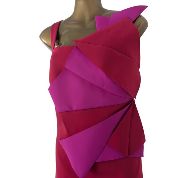 PH5 Sz 8 ORIGAMI A-Line Colorblock Bold Color Dress EUC - Picture 5 of 11